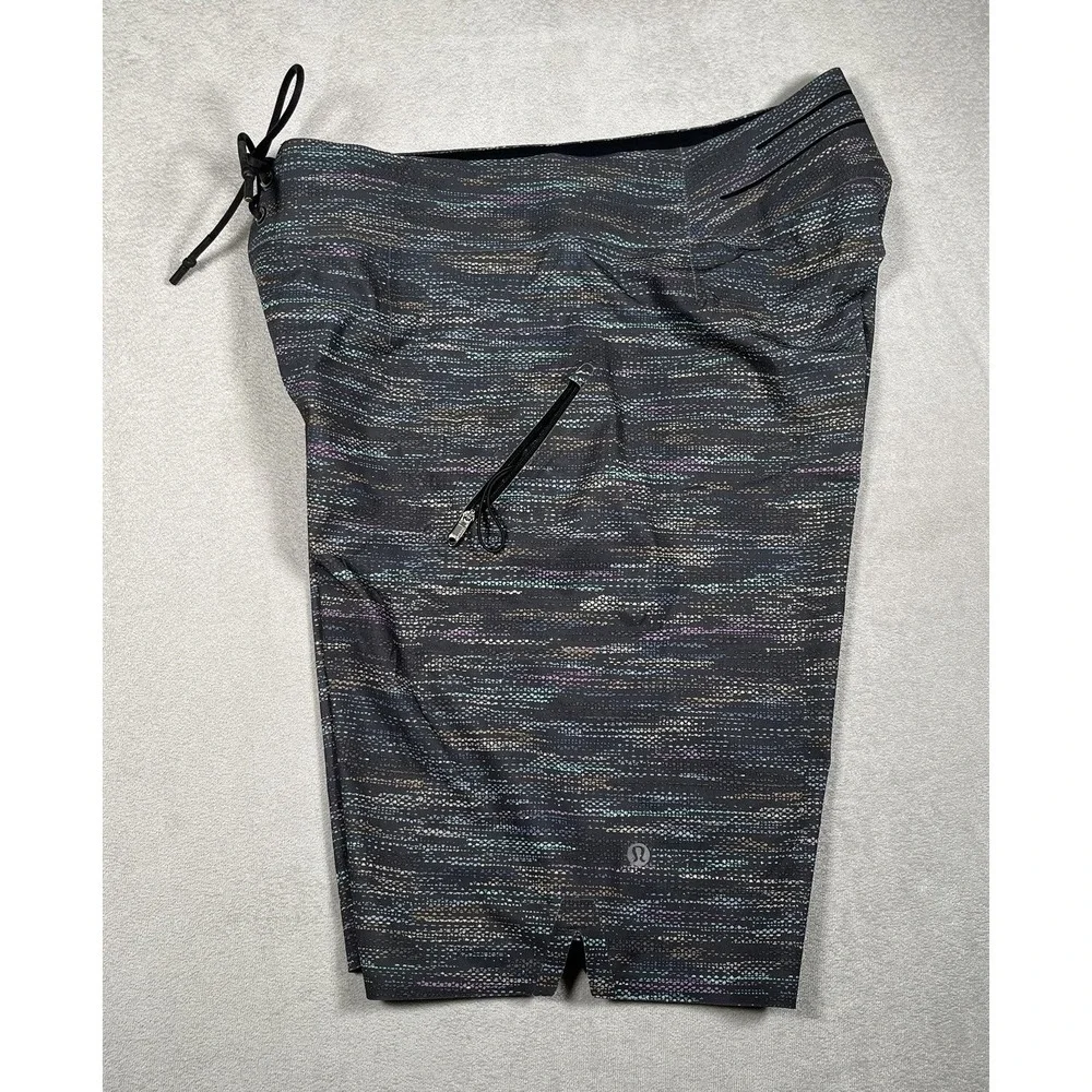 Lululemon‎ Current State Board Shorts 30 Black Prism Zip Pocket Swim Trunks